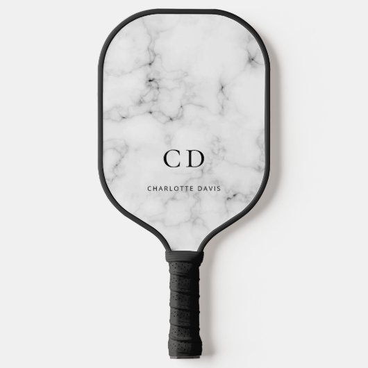 Marmeren initiaalmoogram naam pickleball paddle (Voorkant)