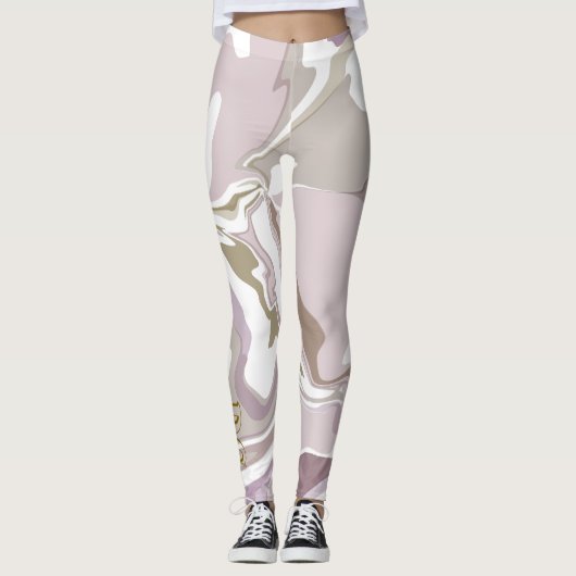 Marmeren initialen schattig blush roze rose goud w leggings (Voorkant)