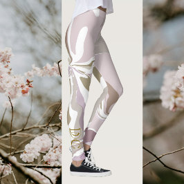 Marmeren initialen schattig blush roze rose goud w leggings