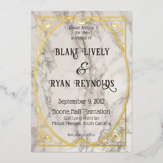 marmeren jugendstil folie uitnodiging