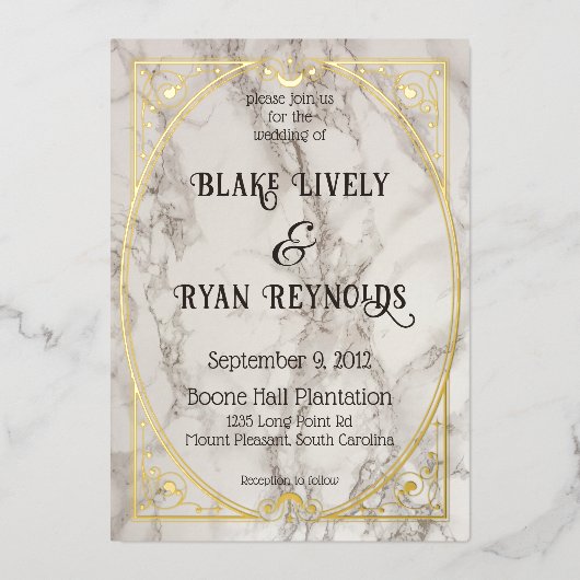 marmeren jugendstil folie uitnodiging (Voorkant)