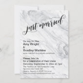 Marmeren Just Married Huwelijksfeest na de Bruilof Kaart (Voorkant)