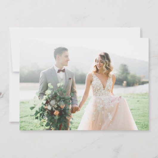 Marmeren Kalligrafie Script Fotobruiloft Bedankkaart (Achterkant)