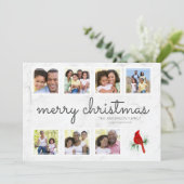 Marmeren Kardinaal Script Fotocollage Kerstmis Feestdagenkaart (Staand voorkant)