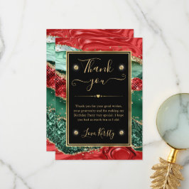 Marmeren Kerst Agate & Gouden Glitter Verjaardag Bedankkaart