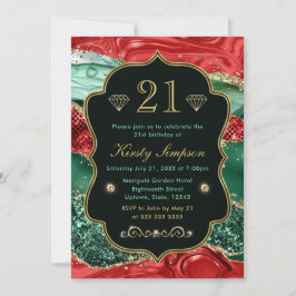 Marmeren Kerst Agate & Gouden Glitter Verjaardag Kaart