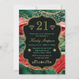 Marmeren Kerst Agate & Gouden Glitter Verjaardag Kaart