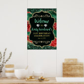 Marmeren Kerst Agate & Gouden Glitter Verjaardag Poster (Keuken)