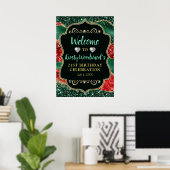 Marmeren Kerst Agate & Gouden Glitter Verjaardag Poster (Thuiskantoor)