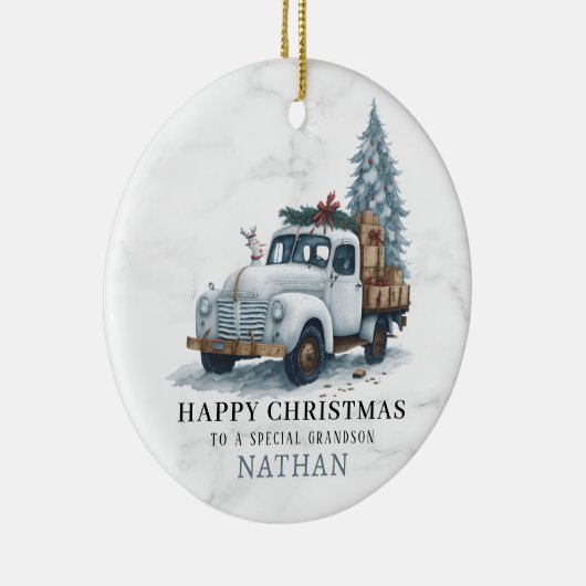 Marmeren Kerst Vrachtwagen Keramisch Ornament (Rechts)
