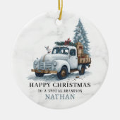 Marmeren Kerst Vrachtwagen Keramisch Ornament (Voorkant)