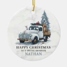Marmeren Kerst Vrachtwagen Keramisch Ornament