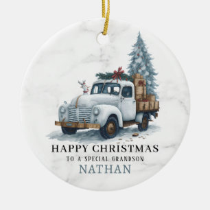 Marmeren Kerst Vrachtwagen Keramisch Ornament
