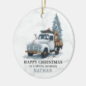 Marmeren Kerst Vrachtwagen Keramisch Ornament (Links)