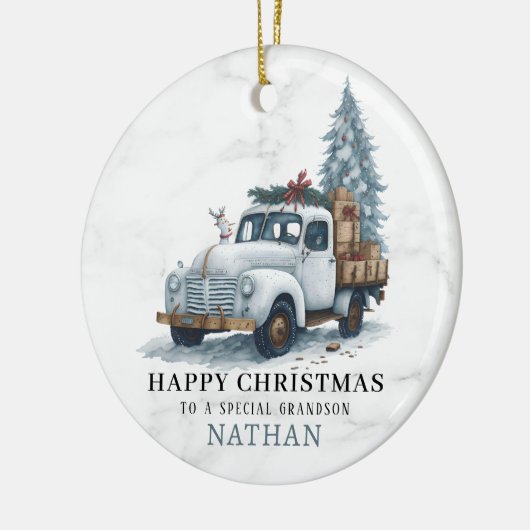 Marmeren Kerst Vrachtwagen Keramisch Ornament (Links)