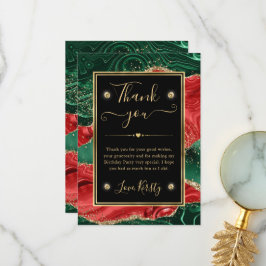 Marmeren Kerstmis-Agate & Gouden Glitter Verjaarda Bedankkaart