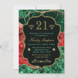 Marmeren Kerstmis-Agate & Gouden Glitter Verjaarda Kaart