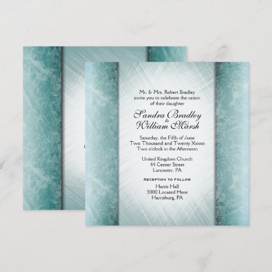 Marmeren kolommen Mint bruiloft uitnodigingen (Voorkant / Achterkant)