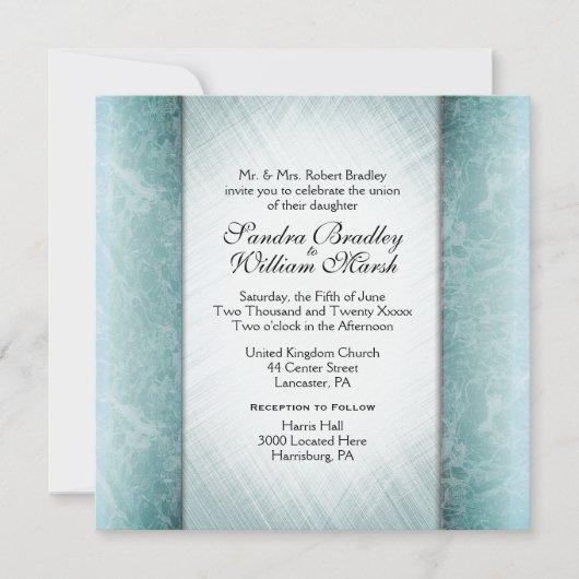 Marmeren kolommen Mint bruiloft uitnodigingen (Voorkant)