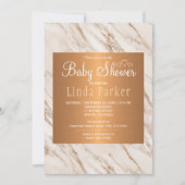 Marmeren koper trendy chic monogram babyshower kaart (Voorkant)