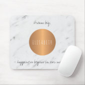 Marmeren kopercirkel die woorden en jouw naam insp muismat (Met muis)