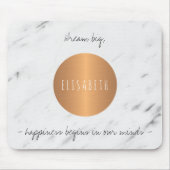 Marmeren kopercirkel die woorden en jouw naam insp muismat (Voorkant)