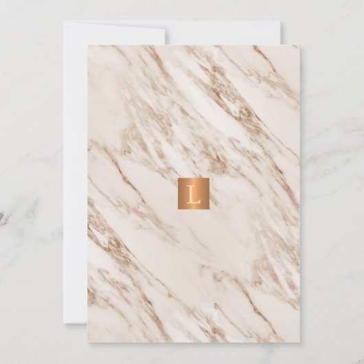 Marmeren koperen trendy chique monogram baby showe kaart (Achterkant)