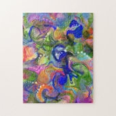 Marmeren Kunst abstract blauw groen sinaasappel - Legpuzzel (Verticaal)