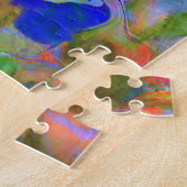 Marmeren Kunst abstract blauw groen sinaasappel - Legpuzzel