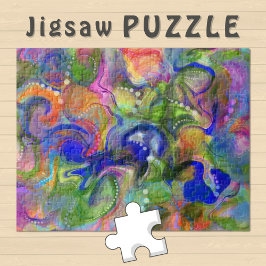 Marmeren Kunst abstract blauw groen sinaasappel - Legpuzzel