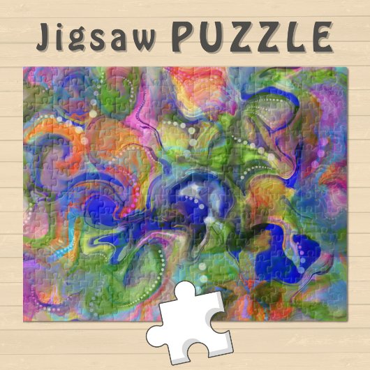 Marmeren Kunst abstract blauw groen sinaasappel - Legpuzzel