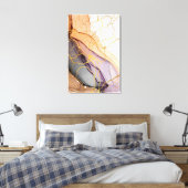 Marmeren kunstgolven van nostalgie oranje blauw ti canvas afdruk (Insitu (Slaapkamer))