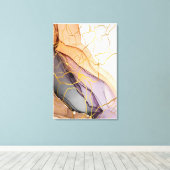 Marmeren kunstgolven van nostalgie oranje blauw ti canvas afdruk (Insitu (Houten vloer))