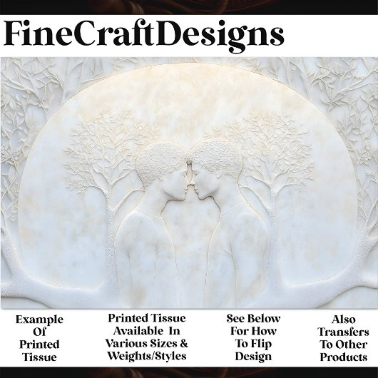 Marmeren LGBTQ-koppel in liefde Carving X5Decoupag Tissuepapier