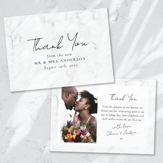 Marmeren Lijst Fotobruiloft Bedankkaart
