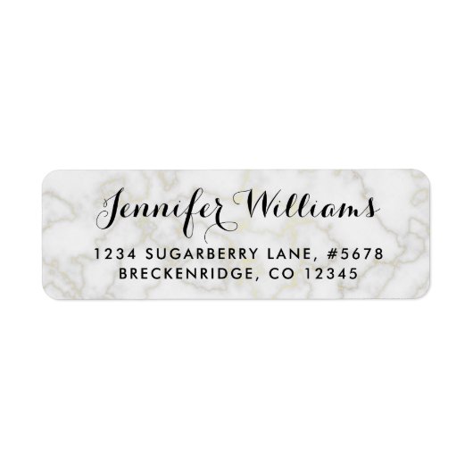 Marmeren look Faux Gold Accents Retouradres Label (Voorkant)