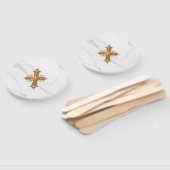 Marmeren Look Hand Fan met Kruis Handwaaier (Niet-gemonteerd)