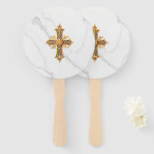 Marmeren Look Hand Fan met Kruis Handwaaier (Voorkant en achterkant)