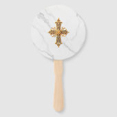Marmeren Look Hand Fan met Kruis Handwaaier (Voorkant)