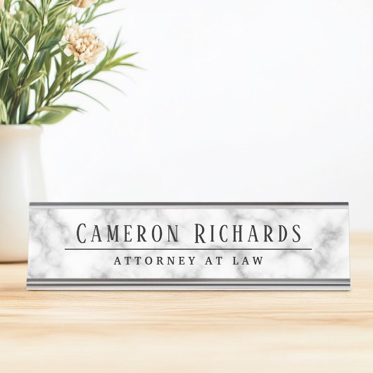 Marmeren look naam en titel sjabloon bureau naambordje