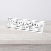 Marmeren look naam en titel sjabloon bureau naambordje (Voorkant)