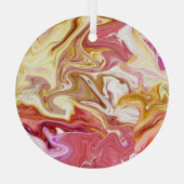 Marmeren magie: kleurrijk abstract ontwerp glas ornament (Achterkant)