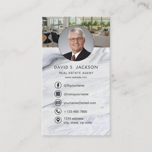 Marmeren makelaar Foto Logo Visitekaartje (Voorkant)