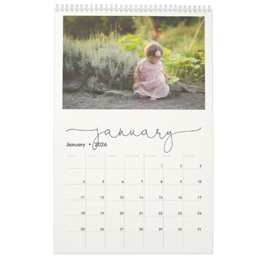 Marmeren minimalistisch script Multi Family Photo Kalender (Jan 2026)