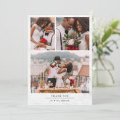 Marmeren minimalistische 4 foto bruiloft bedankkaart (Staand voorkant)