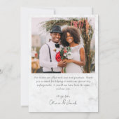 Marmeren minimalistische 4 foto bruiloft bedankkaart (Achterkant)