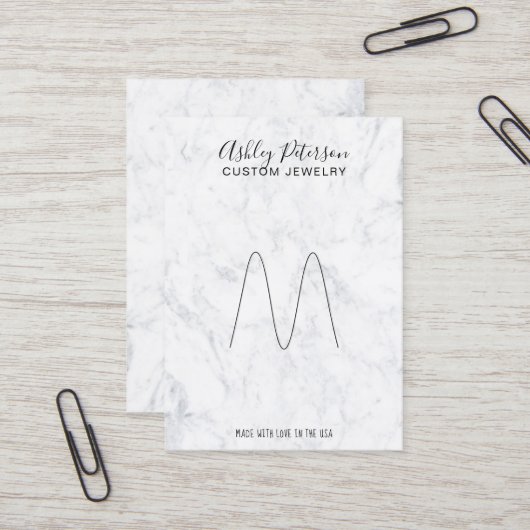 Marmeren minimalistische elegante sieraden ring di visitekaartje (Voorkant / Achterkant in situ)