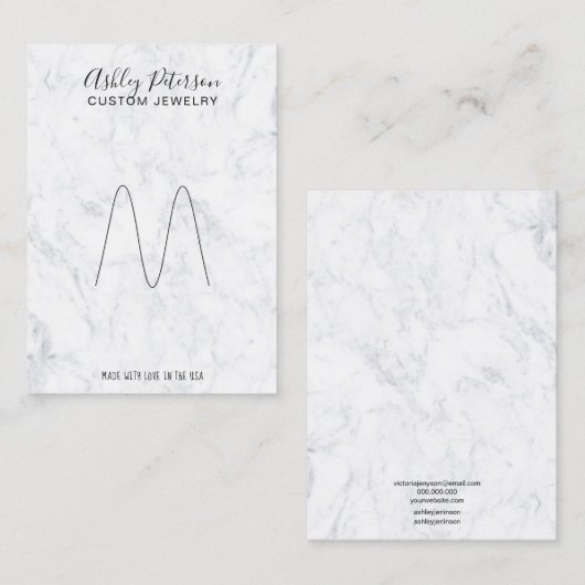 Marmeren minimalistische elegante sieraden ring di visitekaartje (Voorkant / Achterkant)