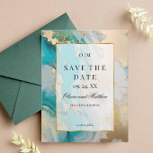 Marmeren Modern Turquoise Save the Date  Kaart
