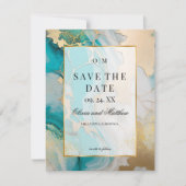 Marmeren Modern Turquoise Save the Date  Kaart (Voorkant)